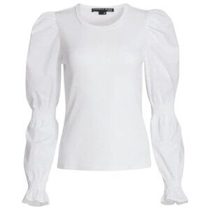 Veronica Beard "Fawn" cinch puff-sleeve top, S